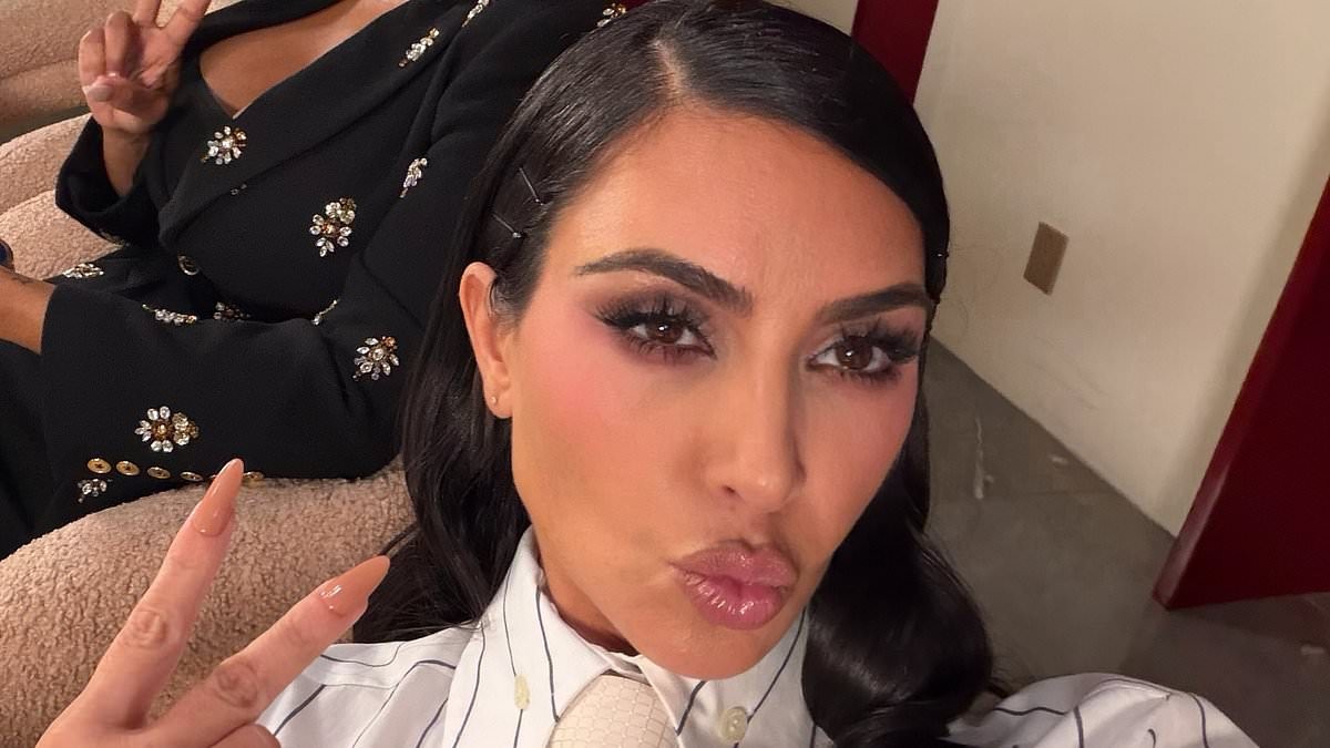 Kim Kardashian flaunts her hourglass curves in tiny green underwear as she shares sizzling new photo dump
