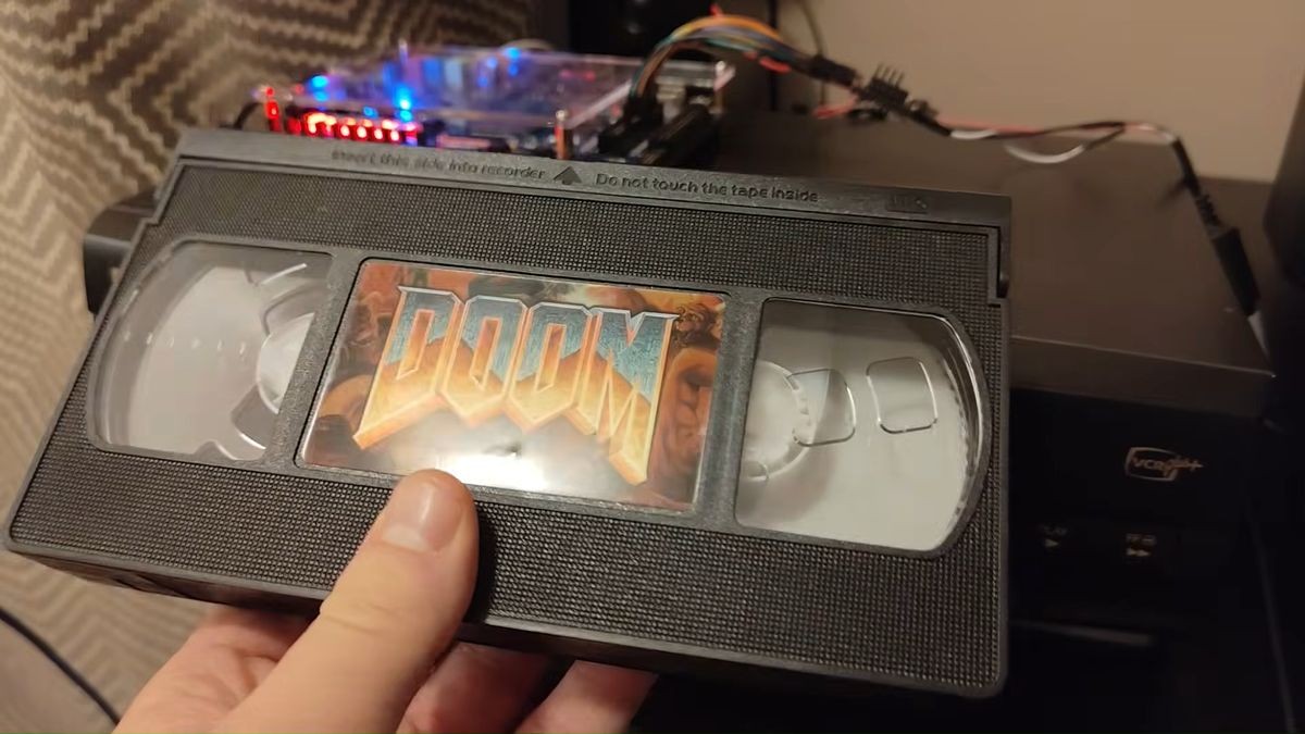 Doom and Super Mario Bros converted into a VHS tape FMV game