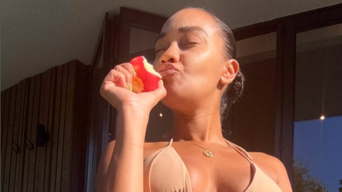 Pregnant Leigh-Anne Pinnock showcases her blossoming baby bump in a tan bikini as she celebrates her 35th birthday