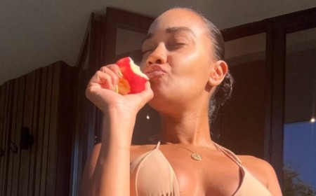 Pregnant Leigh-Anne Pinnock showcases her blossoming baby bump in a tan bikini as she celebrates her 35th birthday