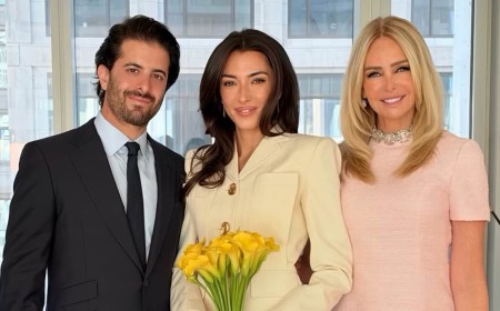 Real Housewives of London star Amanda Cronin shows off 'longest legs in Belgravia' in a pink mini-dress as her daughter Sofia gets married in New York
