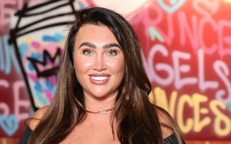 TOWIE's Lauren Goodger turns heads in a plunging crop top as she joins Lottie Moss at bagel shop launch