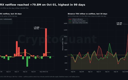 Binance TRX Inflow Surges to 136.9M as Price Holds Near $0.335