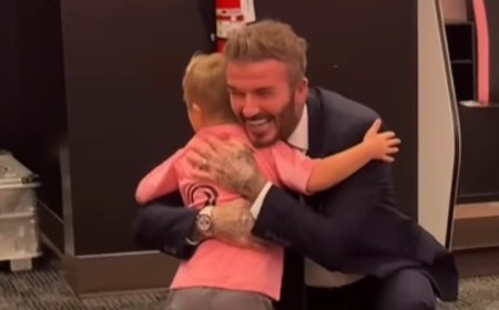 David Beckham shares a hug and a high five with boy, 5, who has Down syndrome in adorable moment before he walks out as Inter Miami mascot