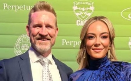 Nathan Buckley debuts glamorous new partner Kate Dickins at exclusive AFL event in Melbourne - after splitting with girlfriend Brodie Ryan