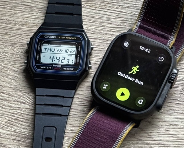 I tested my Apple Watch Ultra 4 against Casio's cheap step-counting retro watch, the Casio F-B100W