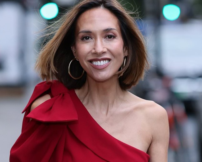 Myleene Klass struts her stuff in a red one-shoulder jumpsuit after snubbing Hear'Say reunion for being 'too busy'